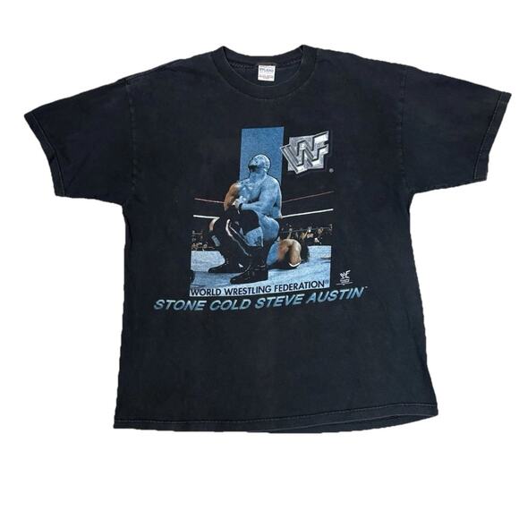 Vintage 1997 Stone Cold Steve Austin WWF WWE Wrestling shirt XL Bret Hart